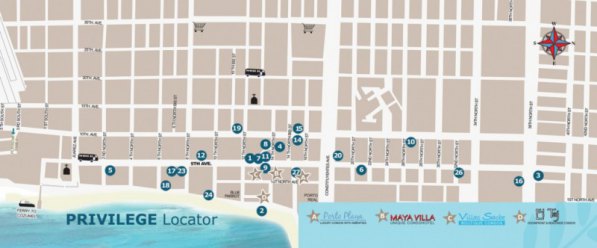 Map of Restaurants in Playa del Carmen