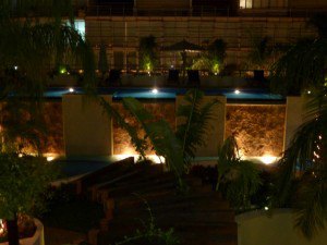 View of pools at Porto Playa, Playa del Carmen, Mexico