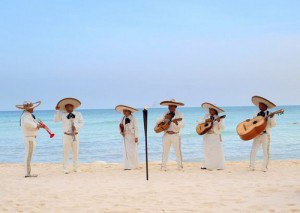 Mariachi band on beach