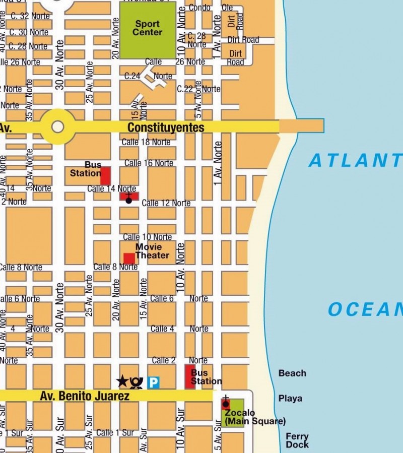 street map of Playa del Carmen